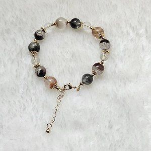 Natural Phantom Quartz & Lodolite Crystal Bracelet